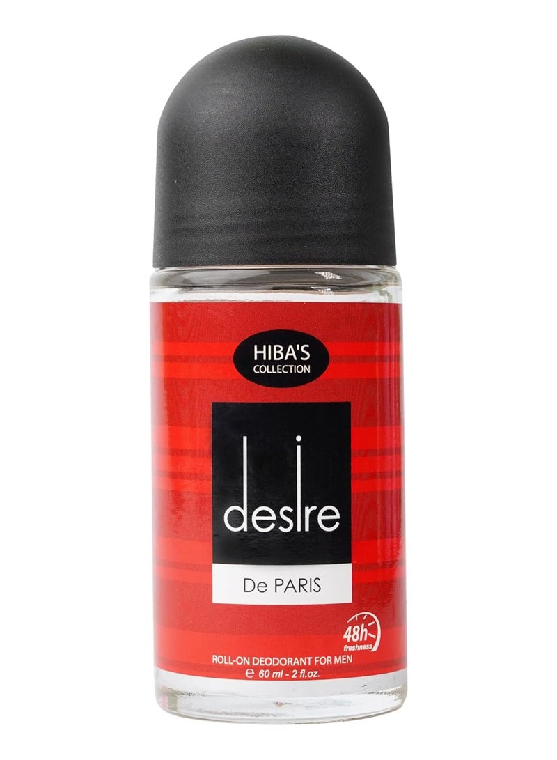 هيبا'ز كوليكشن مزيل العرق رول أون للرجال من ديزاير دي باريس - 60 مل (2 أونصة سائلة) | عطر متطور مع نضارة تدوم طويلاً