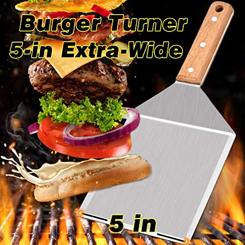 Leonyo Metal Spatula Set of 2, Leonyo Stainless Steel Griddle Hamburger Spatula, as Barbecue Turner Grilling BBQ Griddle Accessories, Triple Rivets & 2 x S Hook, Heavy Duty & Easy Press - Image 4
