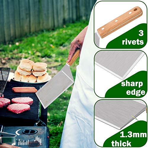 Leonyo Metal Spatula Set of 2, Leonyo Stainless Steel Griddle Hamburger Spatula, as Barbecue Turner Grilling BBQ Griddle Accessories, Triple Rivets & 2 x S Hook, Heavy Duty & Easy Press - Image 2