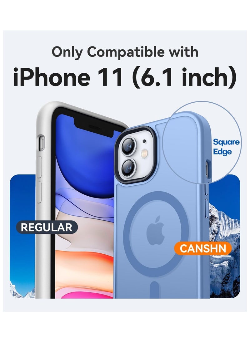 Generic - Magnetic Case For iPhone 11 6.1 Case Compatible with MagSafe Grade Protection Shockproof Translucent Matte Case Anti Scratch Shockproof Phone Case (Light Blue) - Image 1