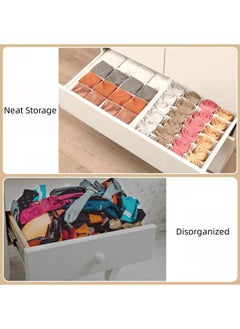 WAOKN Portable 24-compartment Underwear and Socks Storage Box - Washable Polyester, Foldable Drawer-divided Storage Box for Storing Socks, Bras, Handkerchiefs, Ties, and Belts (White)  - Image 4