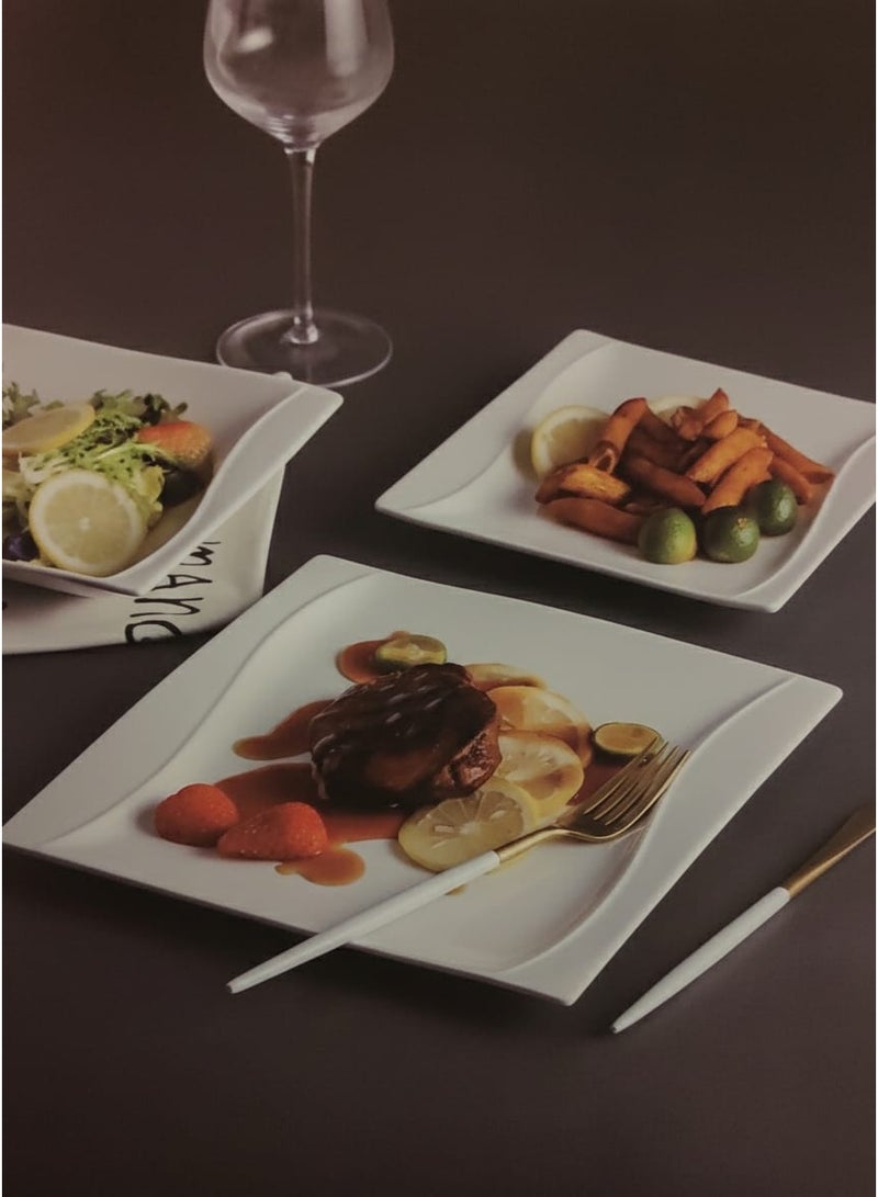 داني هوم طقم عشاء سيراميك مربع مكون من 18 قطعة 103-XLD-007 - Image 2