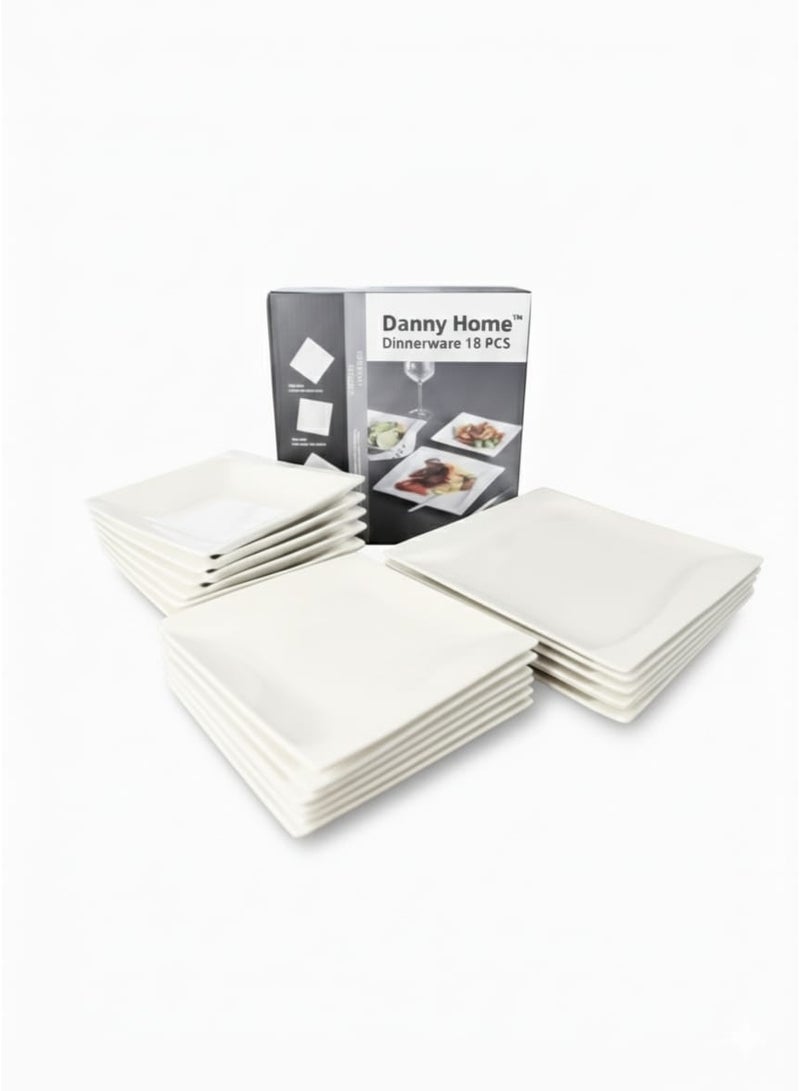 داني هوم طقم عشاء سيراميك مربع مكون من 18 قطعة 103-XLD-007 - Image 3