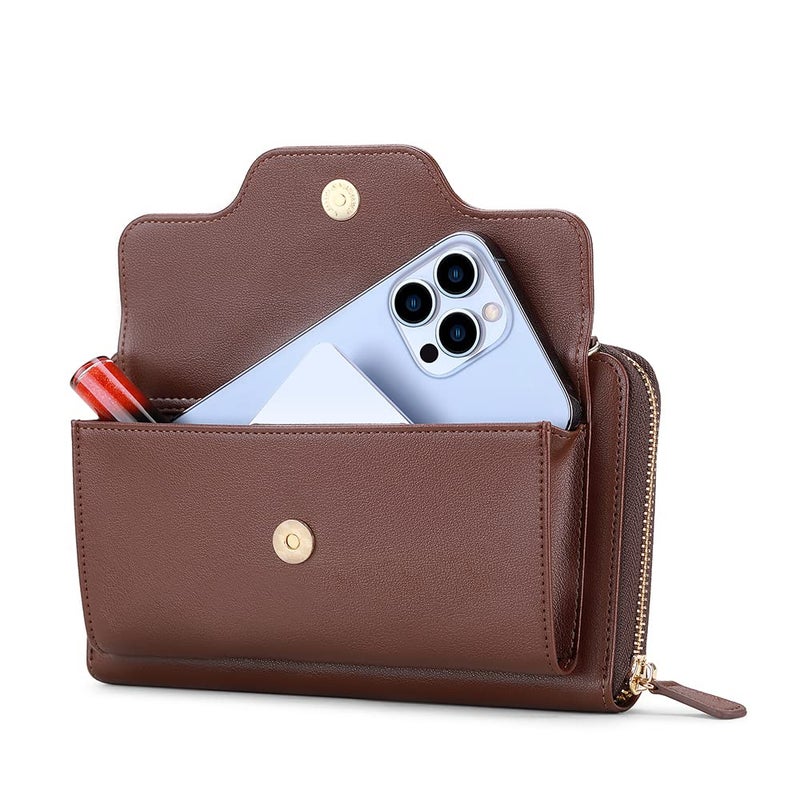 nuoku Passport Holder, RFID Blocking Passport Wallet with Zipper 2 Straps, Travel Document Organizer for Family, Coffee - Image 4
