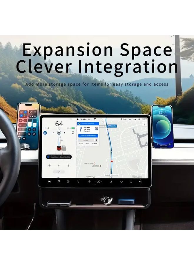 Black Center Console Storage Organizer For Tesla Model 3 Y 2016 2024 Hidden Key Phone Box - Image 3