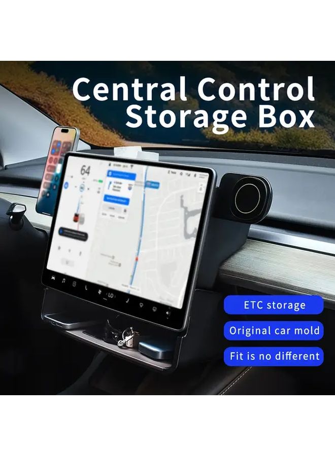 Black Center Console Storage Organizer For Tesla Model 3 Y 2016 2024 Hidden Key Phone Box - Image 4