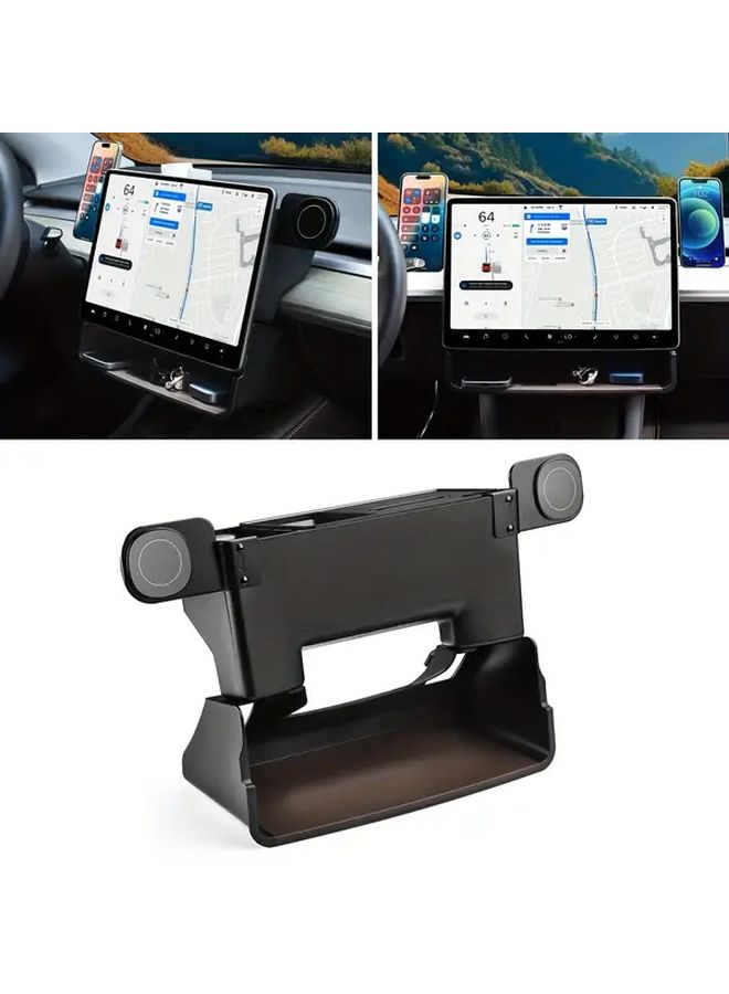 Black Center Console Storage Organizer For Tesla Model 3 Y 2016 2024 Hidden Key Phone Box - Image 1