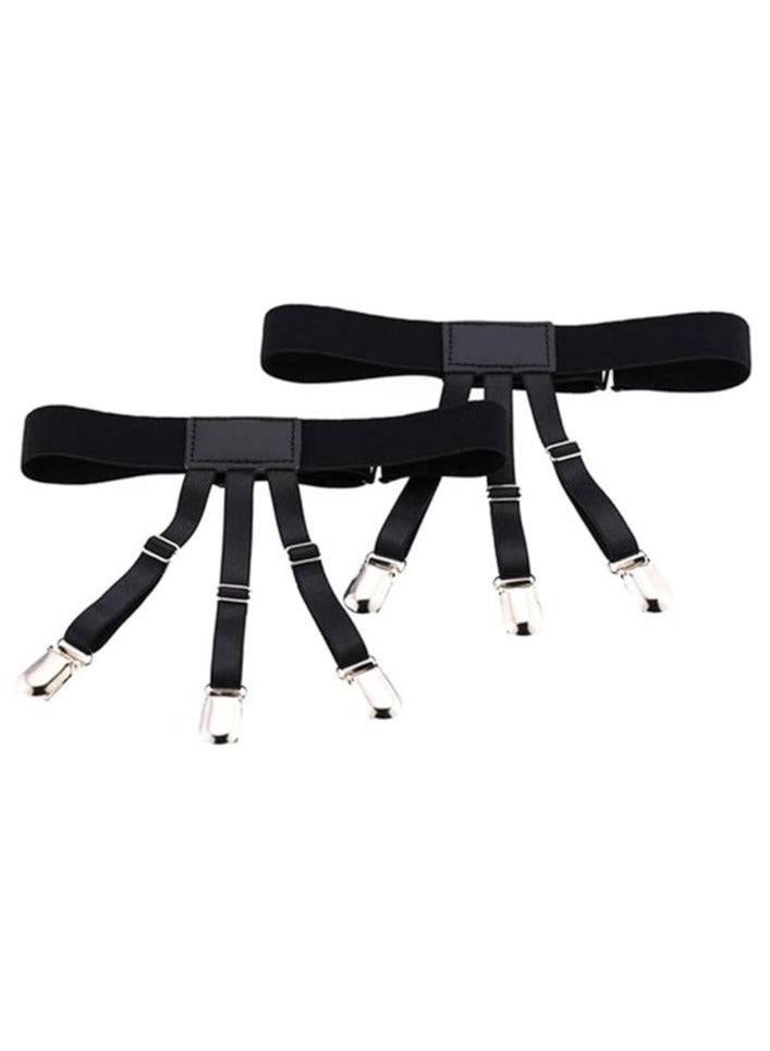Folanry Shirt Stays,Adjustable Elastic Shirts Holder with Non-slip Locking Clamps  - Image 1