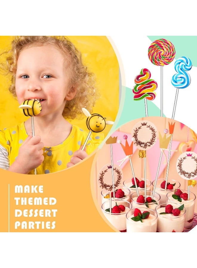 Zopeal Zopeal 200 Pieces Acrylic Lollipop Sticks Cake Pops Sticks Candy Sticks Treat Sticks for Wedding Halloween Christmas Candy Cake Pops Cupcake Toppers Chocolate Cookie Dessert (Clear, 8 Inch)  - Image 4
