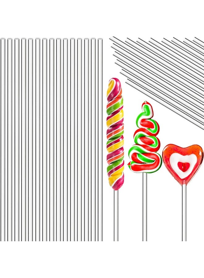 Zopeal Zopeal 200 Pieces Acrylic Lollipop Sticks Cake Pops Sticks Candy Sticks Treat Sticks for Wedding Halloween Christmas Candy Cake Pops Cupcake Toppers Chocolate Cookie Dessert (Clear, 8 Inch)  - Image 1