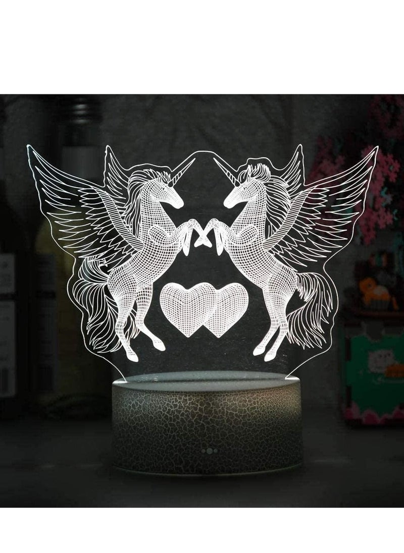 althiqahkey Multicolour 3D Night Light Illusion LED Lamps Decor Lamp for Kids 3W Remote Or Touch Control 3D LED Night Light Unicorn Shaped Table Desk Lamp EID Home Decoration Lovely Gifts for Kids  - Image 1