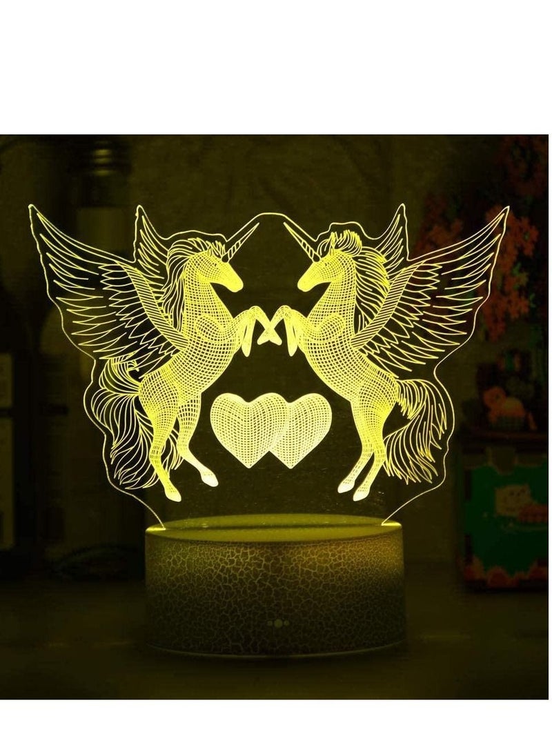 althiqahkey Multicolour 3D Night Light Illusion LED Lamps Decor Lamp for Kids 3W Remote Or Touch Control 3D LED Night Light Unicorn Shaped Table Desk Lamp EID Home Decoration Lovely Gifts for Kids  - Image 2