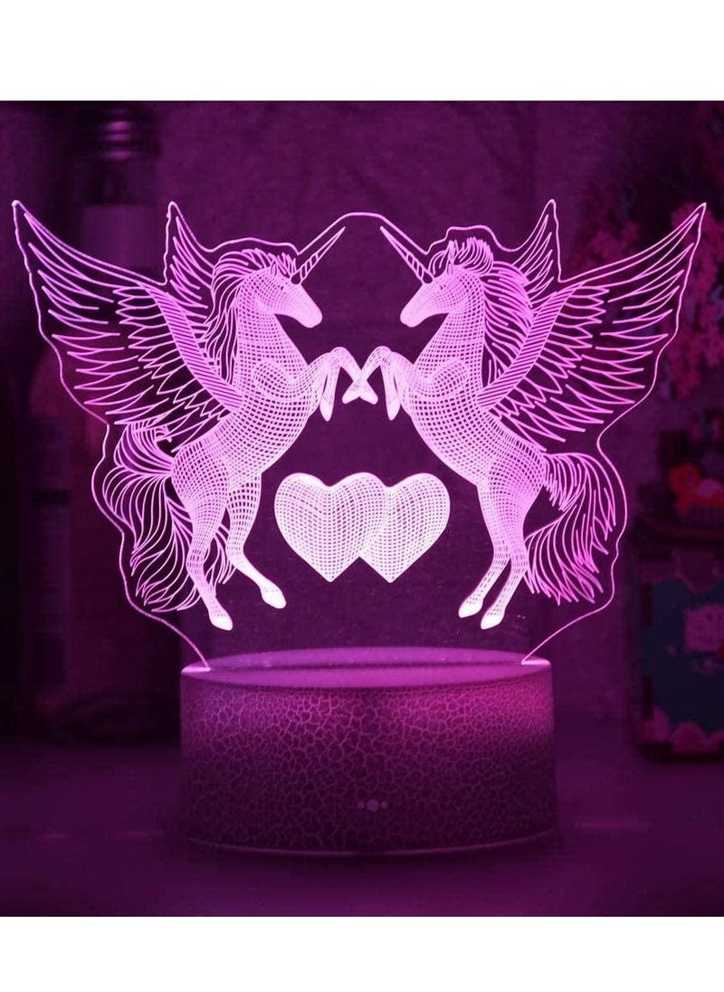 althiqahkey Multicolour 3D Night Light Illusion LED Lamps Decor Lamp for Kids 3W Remote Or Touch Control 3D LED Night Light Unicorn Shaped Table Desk Lamp EID Home Decoration Lovely Gifts for Kids  - Image 4