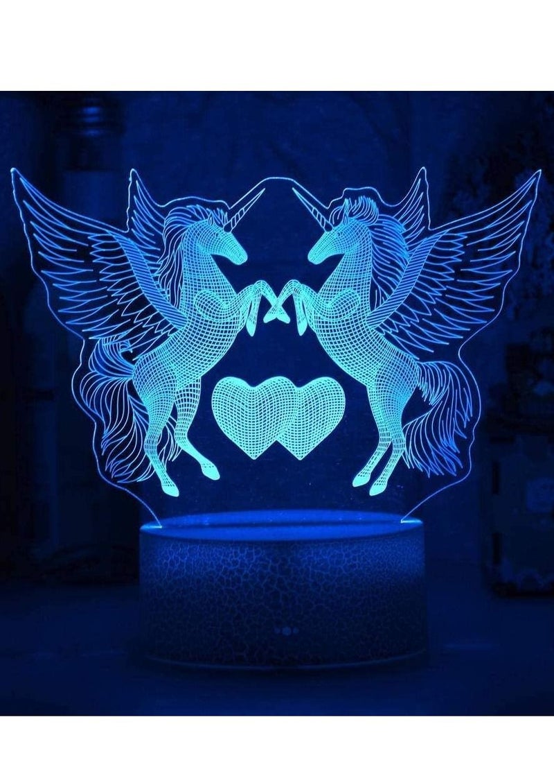 althiqahkey Multicolour 3D Night Light Illusion LED Lamps Decor Lamp for Kids 3W Remote Or Touch Control 3D LED Night Light Unicorn Shaped Table Desk Lamp EID Home Decoration Lovely Gifts for Kids  - Image 5