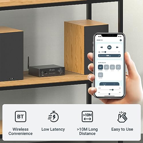 Arylic B50SE Bluetooth 5.1 Stereo Receiver 2.1 Channels Mini Class D Integrated Home Speaker Amplifier 50W x 2,Stable and Remote, Go Control Application and Easy Control EQ - Image 4
