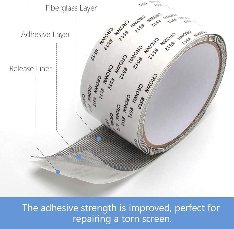 DHVAJ Window Screen Repair Tape Strong Adhesive Good Fiberglass Covering Wire mesh Repair Kit Tape with Scissors for Screen Door and Window Screen Tears Holes 2 Meter x 50 MM Pack 3 - Image 2