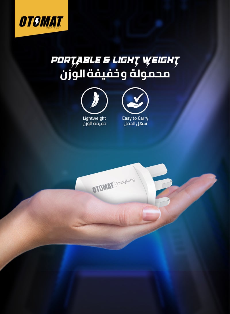 OTOMAT 20W PD Fast Charger with Dual Port (USB + Type-C) and USB to Type-C Cable – High-Speed Charging, iPhone Charger, Android Charger, Power Bank, Mobile Charger – Black - Image 5