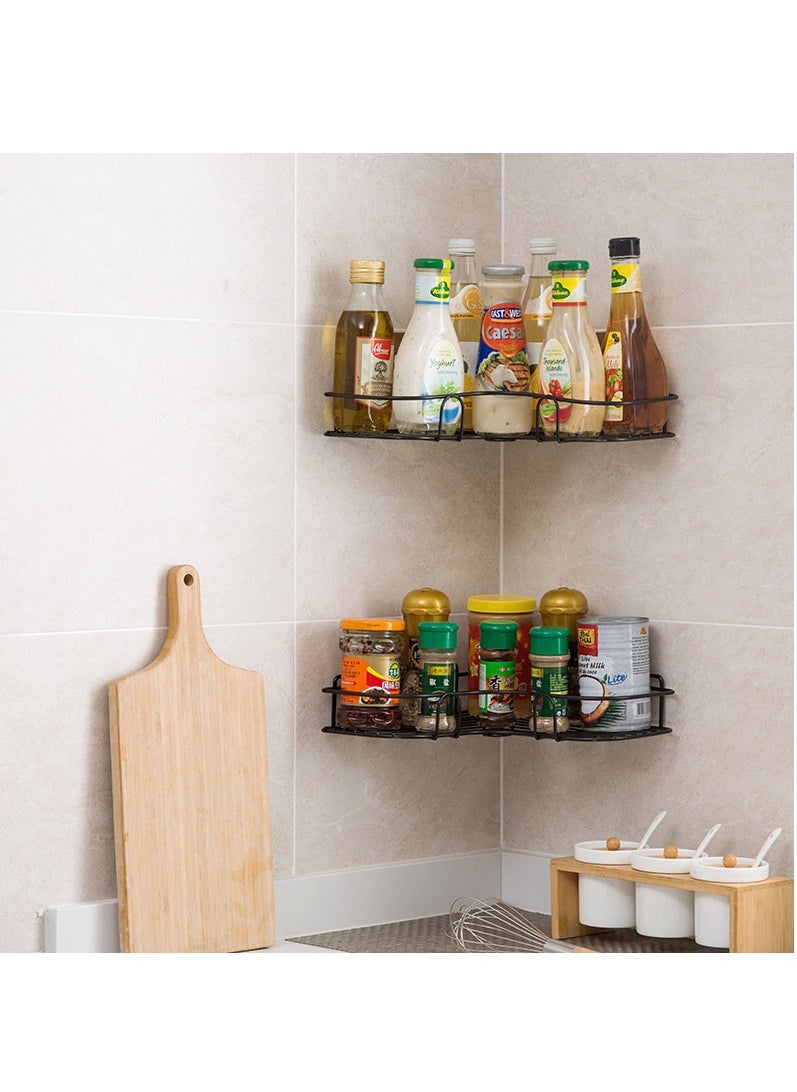 BestStore 2-Pack Corner Shower Shelves Self Adhesive No Drilling Rustproof Iron Wall Mounted Storage  Holder Caddy Shelf Organizer For Bathroom Kitchen black  - Image 1