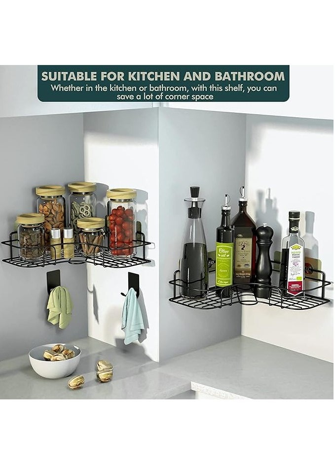 BestStore 2-Pack Corner Shower Shelves Self Adhesive No Drilling Rustproof Iron Wall Mounted Storage  Holder Caddy Shelf Organizer For Bathroom Kitchen black  - Image 3