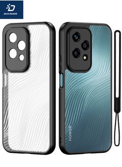 دوكس دوتشيز حافظة Honor 200 Lite مع حبل، غطاء خلفي بلوري نحيف مضاد للسقوط من الدرجة العسكرية، [شهادة SGS مقاومة للسقوط] [ملمس انسيابي] [ملمس متجمد] غطاء حافظة لهاتف Honor 200 LITE 5G، أسود  - Image 1