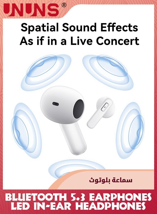 UNUNS سماعات أذن لاسلكية بتقنية البلوتوث 5.3، وقت تشغيل 40 ساعة مع علبة شحن، سماعات أذن رياضية مقاومة للماء IPX5 مع ميكروفون ومكالمات ENC، ستيريو هاي فاي، وضع اللعب منخفض الكمون/التحكم في التطبيق، أبيض - Image 4