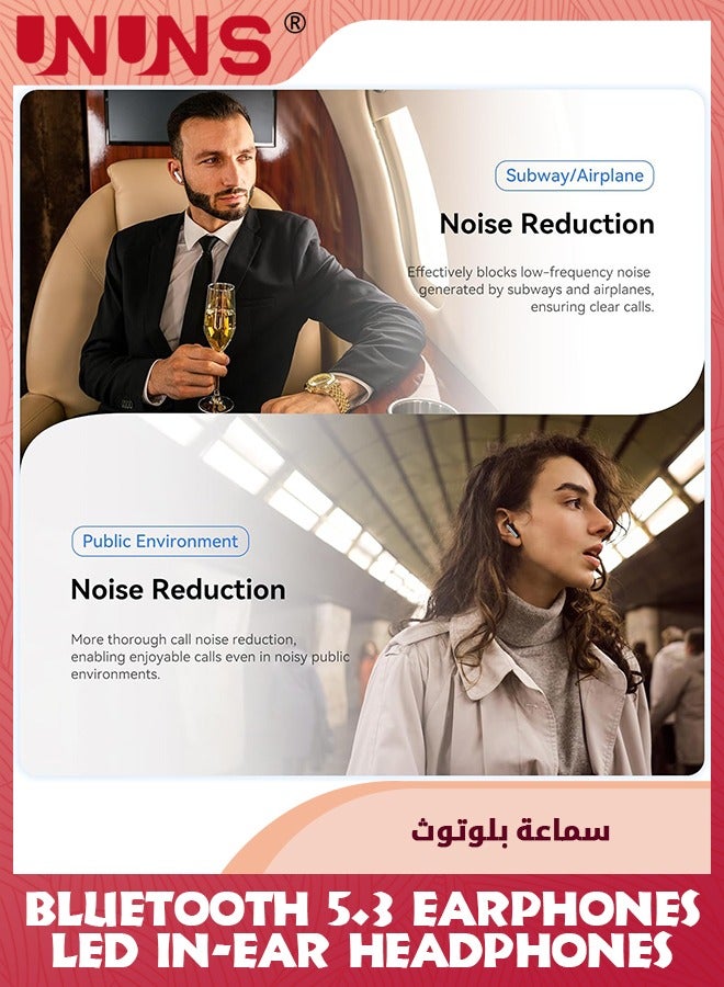 UNUNS سماعات أذن لاسلكية بتقنية البلوتوث 5.3، وقت تشغيل 40 ساعة مع علبة شحن، سماعات أذن رياضية مقاومة للماء IPX5 مع ميكروفون ومكالمات ENC، ستيريو هاي فاي، وضع اللعب منخفض الكمون/التحكم في التطبيق، أبيض - Image 5