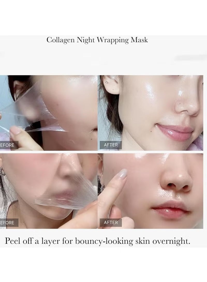 Hoygi Collagen Night Wrapping Mask 75ml, Overnight Collagen Wrapping Mask, Korean Peel Off Facial Mask, Deep Collagen Hydration Lifting Firmness Tear Off Mask, 2.53 fl.oz (1pc) - Image 3
