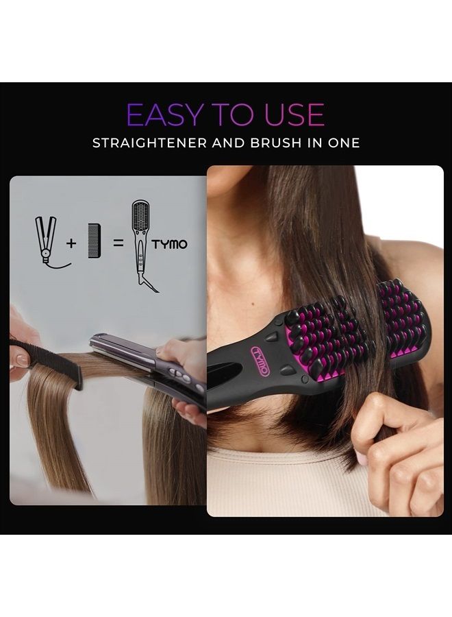 TYMO Hair Straightener Brush, TYMO One-Step Straightening Brush with 10M Negative Ions, Anti-Frizz Ceramic Hot Brush to Smooth Hair, 16 Temps with LCD Display, Anti-Scald Design Safety & Easy for All Ages  - Image 2