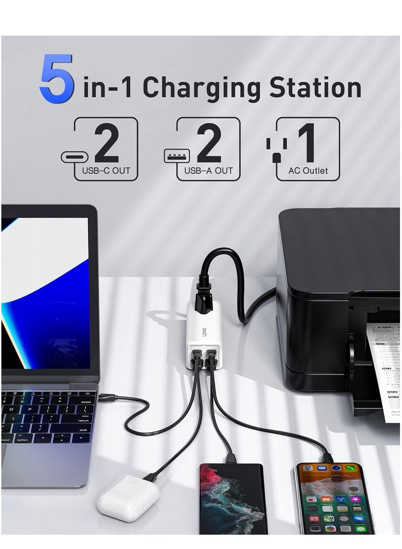 لدنيو LDNIO SC1418 65W PD محول شاحن متعدد الوظائف - اشحن أجهزتك بسرعة باستخدام منافذ USB، النوع C، ومقبس تمديد 200 سم. - Image 2