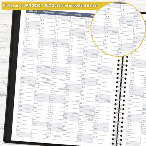 Artfan كتاب المواعيد 2026 - مخطط المواعيد 2026 من يناير 2026 - ديسمبر 2026، كتاب مواعيد أسبوعي 2026 مع علامات ملونة، 9" × 11"، مخطط يومي/ساعة، فترات 15 دقيقة - Image 4