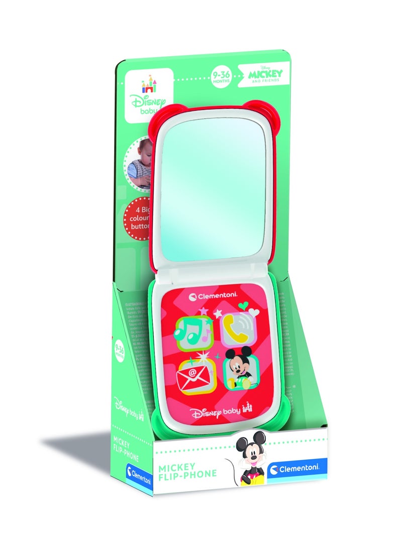 Disney Baby Mickey Mouse Interactive Flip Phone, Battery Operated | Musical Toy | Interactive Toy | Educational Toy | Early Learning Toy | Helps with Motor Skill Development| Perfect Gift for Baby and Toddler - Image 1