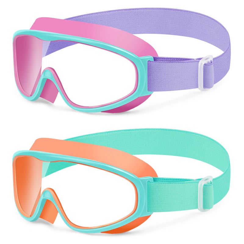 Vvinca Kids Swim Goggles with Comfort Fabric Strap 2 Pack, Wide View Anti-Fog/UV No Leak Swimming Goggles for Kids 3-14 Boys Girls Toddler - Image 1