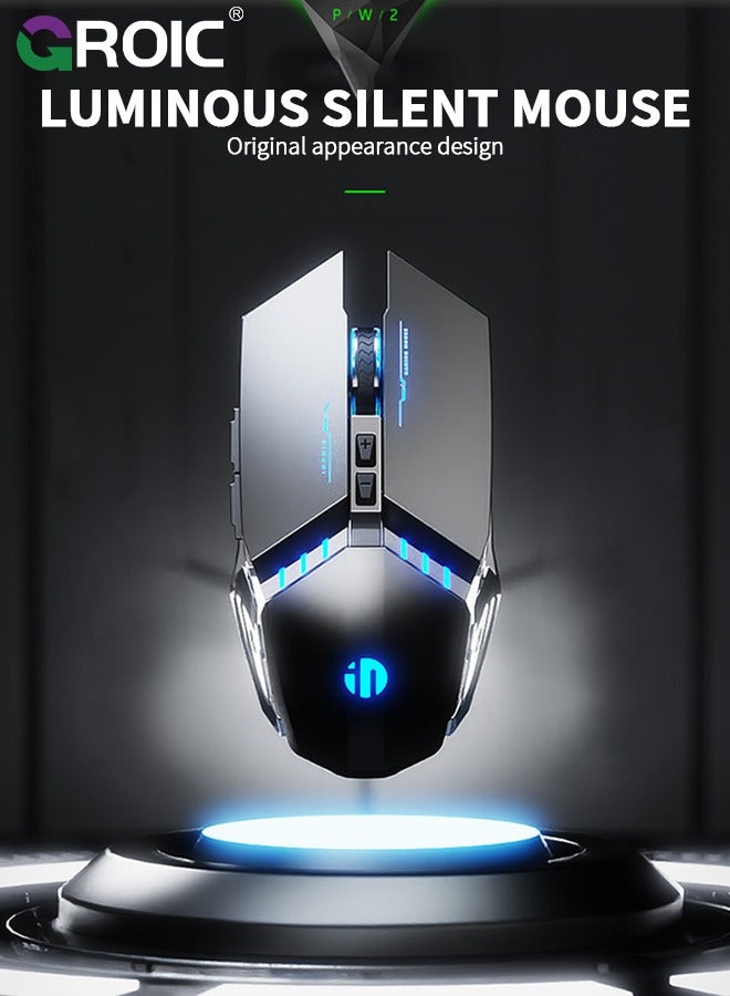 GROIC Grey Wired Gaming Mouse, LED Wired Optical Silent Mouse, Ergonomic Handle, 3 DPI Adjustable for MAC/PC/Notebook/Computer  - Image 2