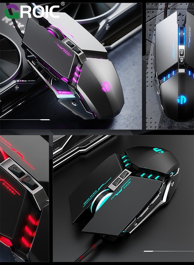 GROIC Grey Wired Gaming Mouse, LED Wired Optical Silent Mouse, Ergonomic Handle, 3 DPI Adjustable for MAC/PC/Notebook/Computer  - Image 4