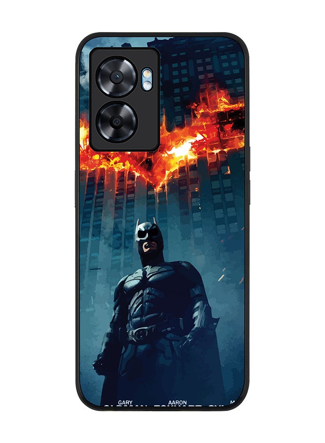 Stylizedd Rugged Black edge case for Oppo A77 5G / Oppo A57 5G, Slim fit Soft Case Flexible Cover - Burning Batman - Image 1