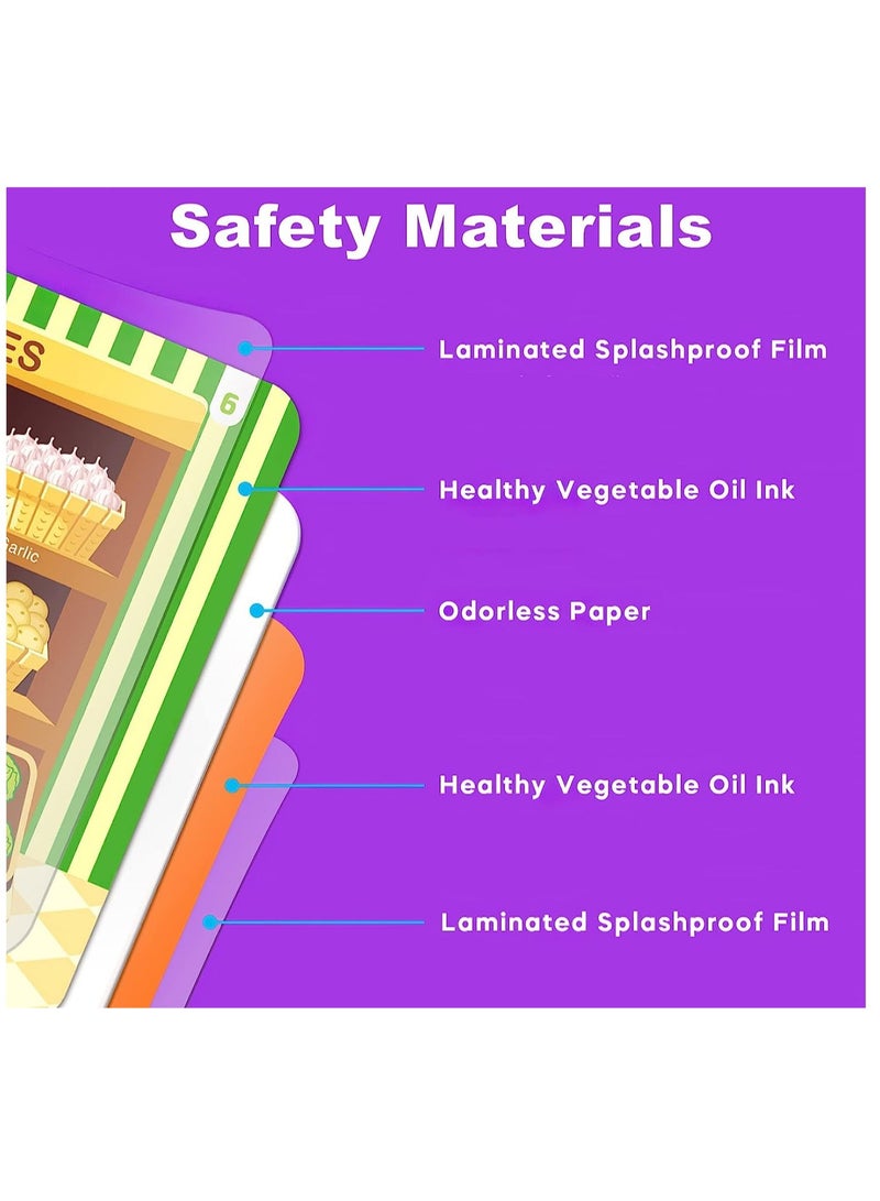 SYOSI مجموعة 4 كتاب هادئ للأطفال، كتاب مونتيسوري مشغول للأطفال، أنشطة تعليمية وتعلمية في مجال المركبات والفضاء والطعام لمرحلة ما قبل المدرسة - Image 5
