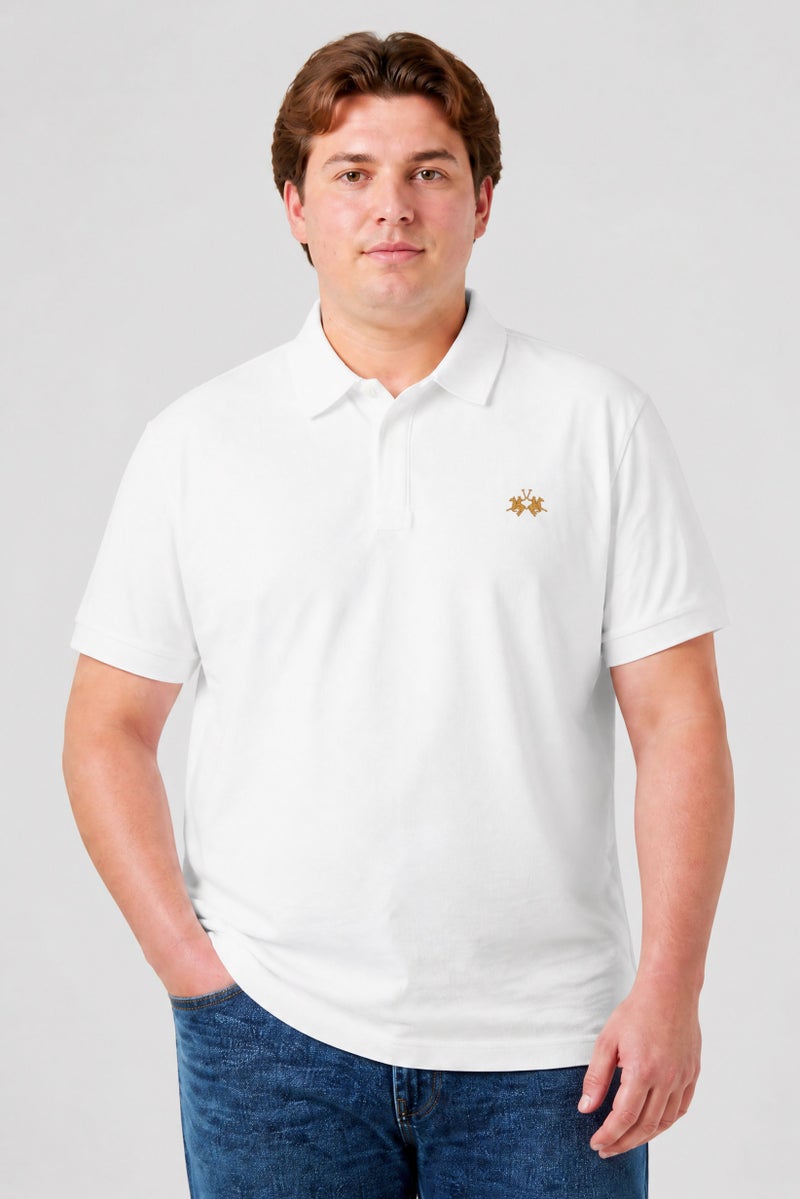 La Martina Men Regular Fit Embroidered Logo Short Sleeve Polo Shirt, White - Image 1