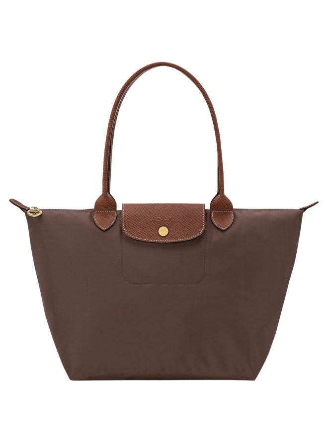 Longchamp Le Pliage Medium Tote Bag, Chocolate Brown, Synthetic Leather Trim - Image 1