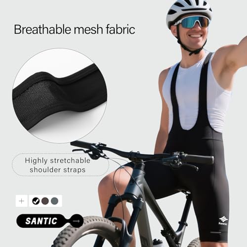 Santic Cycling Bib Shorts Men Padded Cycling Bib Tights Men Bike Bibs with Pocket - Image 3