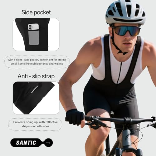 Santic Cycling Bib Shorts Men Padded Cycling Bib Tights Men Bike Bibs with Pocket - Image 4
