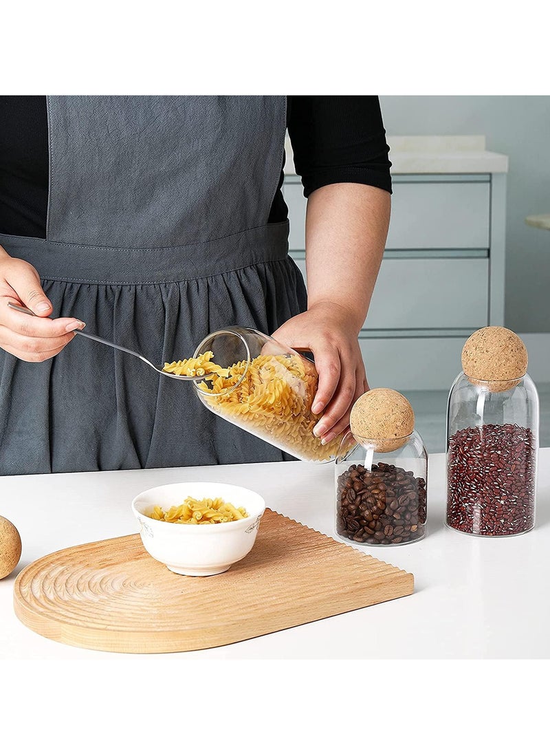 Glass Jar with Ball Cork Lid, Glass Canister with Wood Lid, Storage Container Jars for Coffee, Tea, Spice, Sugar, Salt, Set of 6 (6 PC, 500ml*2+800ml*2+1200ml*2)
