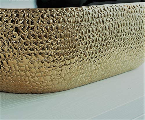 Table Top Premium Designer Ceramic Wash BasinVessel Sink for Bathroom 18 x 13 x 55 Inch Gold Black  - Image 2