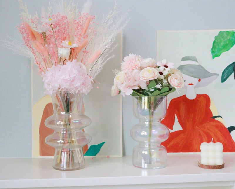 JSPYFITS Modern Glass Vases  7.87"" Tall Four-Layer Book Vase Bubble Flower Vases Decorative for Home D?cor  Decorative Iridescent Glass Table Vase for Wedding Housewarming Gift - Image 4