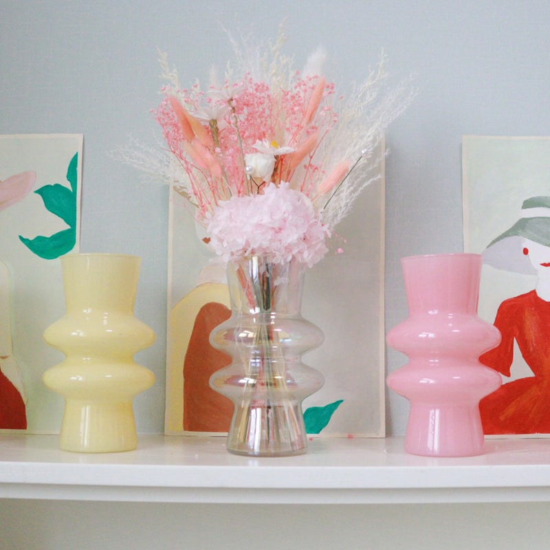 JSPYFITS Modern Glass Vases  7.87"" Tall Four-Layer Book Vase Bubble Flower Vases Decorative for Home D?cor  Decorative Iridescent Glass Table Vase for Wedding Housewarming Gift - Image 3