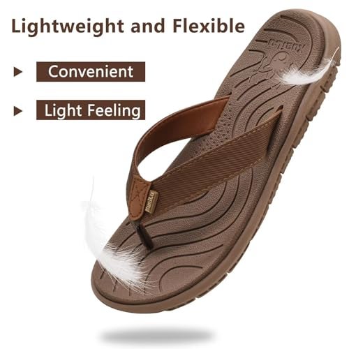 KuaiLu Womens Casual Flip Flops Comfortable Yoga Mat Arch Support Memory Foam Comfort Cushion Summer Beach Pool Slip on Walking Thong Sandals Ladies Orthotic Recovery Plantar Fasciitis Brown Size 8.5 - Image 4