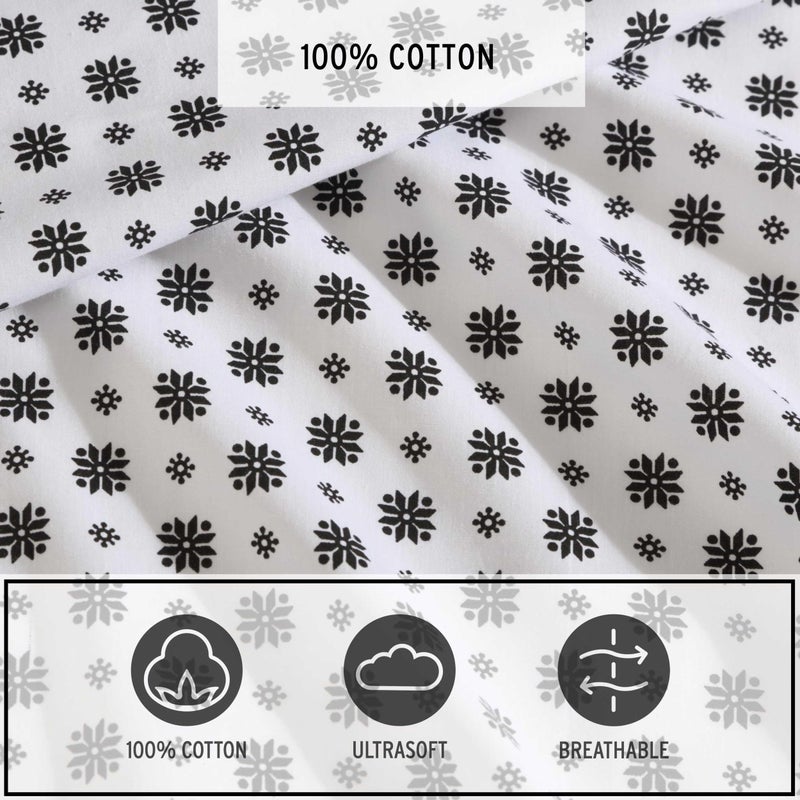 Eddie Bauer - King Sheet Set, Premium Cotton Percale Bedding Set, Super Soft Home Decor, Oeko-Tex Certified (Fairisle Sprinkle Black, King) - Image 5