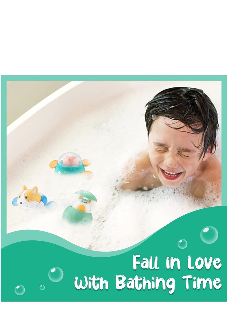 KASTWAVE Baby Bath Toys, Floating Wind Up Toys Spray Bathing Tub Fountain Toys for Toddlers 1-3, Shower and Floating Toys, Pool Bath Time Bathtub Pool Sprinkle Bath Toy for Kids Children, 3 Pack - Image 4
