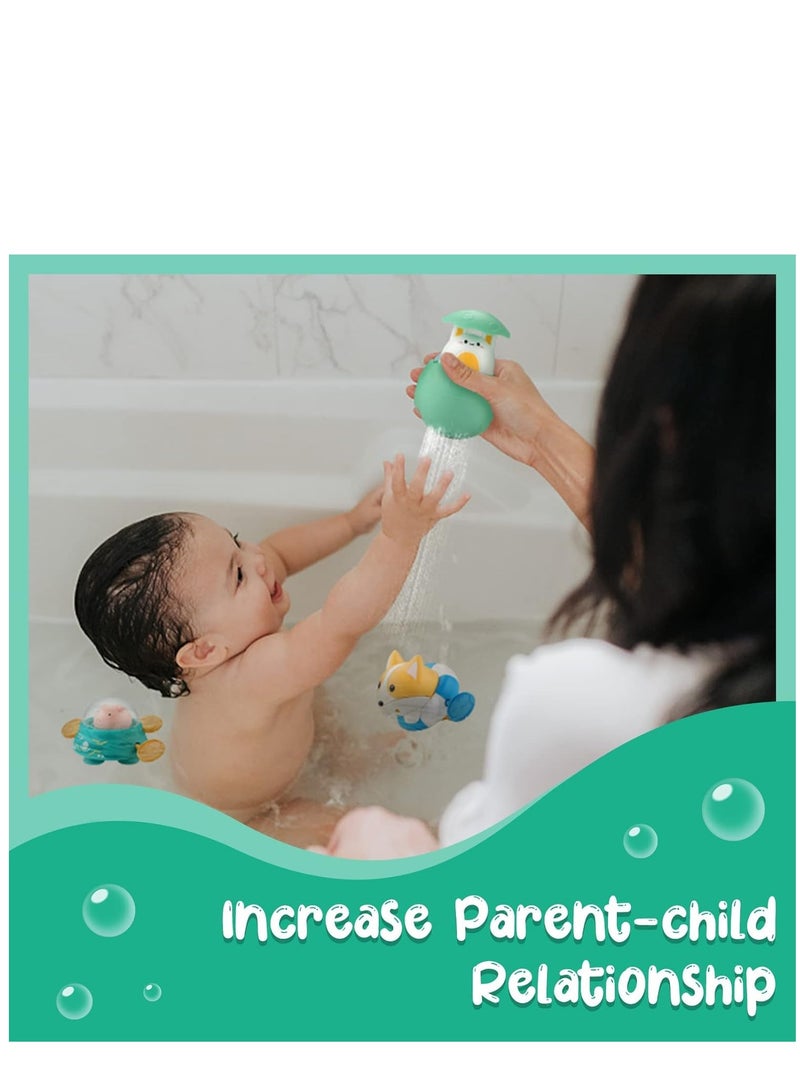 KASTWAVE Baby Bath Toys, Floating Wind Up Toys Spray Bathing Tub Fountain Toys for Toddlers 1-3, Shower and Floating Toys, Pool Bath Time Bathtub Pool Sprinkle Bath Toy for Kids Children, 3 Pack - Image 5