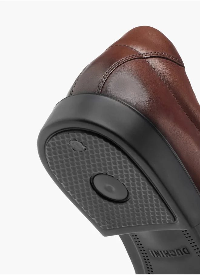 دوتشيني Mens Textured Lace-Up Derby Shoes