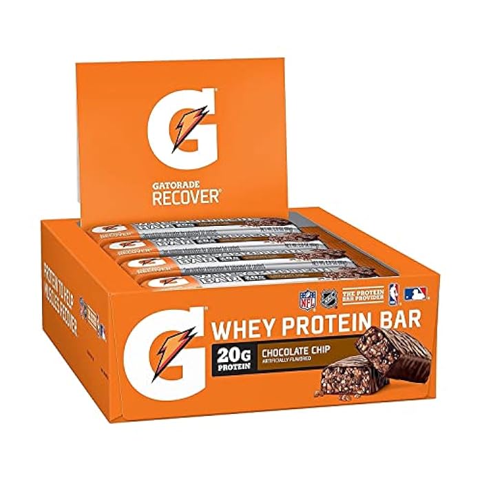 Gatorade Whey Protein Recover Bar, Chocolate Chip, 2.8 Ounce Bars (12 Count) - Image 1